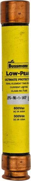 Cooper Bussmann - 300 VDC, 600 VAC, 1.25 Amp, Time Delay General Purpose Fuse - Fuse Holder Mount, 127mm OAL, 100 at DC, 300 at AC (RMS) kA Rating, 13/16" Diam - Eagle Tool & Supply