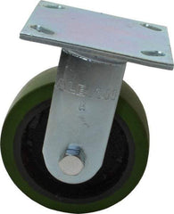Albion - 5" Diam x 2" Wide x 6-1/2" OAH Top Plate Mount Rigid Caster - Polyurethane, 1,000 Lb Capacity, Precision Sealed Bearing, 4 x 4-1/2" Plate - Eagle Tool & Supply