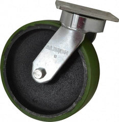 Albion - 8" Diam x 2" Wide x 9-1/2" OAH Top Plate Mount Swivel Caster - Polyurethane, 1,250 Lb Capacity, Precision Sealed Bearing, 4 x 4-1/2" Plate - Eagle Tool & Supply