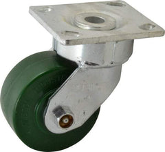 Albion - 4" Diam x 2" Wide x 5-5/8" OAH Top Plate Mount Swivel Caster - Polyurethane, 1,000 Lb Capacity, Roller Bearing, 4 x 4-1/2" Plate - Eagle Tool & Supply