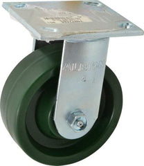 Albion - 5" Diam x 2" Wide x 6-1/2" OAH Top Plate Mount Rigid Caster - Polyurethane, 1,000 Lb Capacity, Roller Bearing, 4 x 4-1/2" Plate - Eagle Tool & Supply