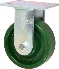 Albion - 5" Diam x 2" Wide x 6-1/2" OAH Top Plate Mount Rigid Caster - Polyurethane, 1,000 Lb Capacity, Precision Sealed Bearing, 4 x 4-1/2" Plate - Eagle Tool & Supply