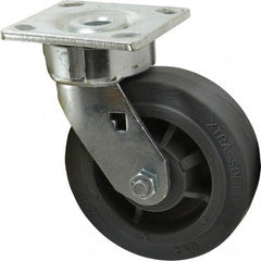 Albion - 6" Diam x 2" Wide x 7-1/2" OAH Top Plate Mount Swivel Caster - Soft Rubber, 600 Lb Capacity, Precision Sealed Bearing, 4 x 4-1/2" Plate - Eagle Tool & Supply