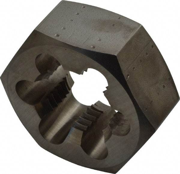 Made in USA - 1-1/4 - 8 UNS Thread, 2-3/16" Hex, Right Hand Thread, Hex Rethreading Die - Carbon Steel, 1" Thick - Exact Industrial Supply