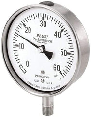 Ashcroft - 2-1/2" Dial, 1/4 Thread, 0-1,000 Scale Range, Pressure Gauge - Lower Connection Mount, Accurate to 3-2-3% of Scale - Eagle Tool & Supply