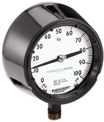 Ashcroft - 4-1/2" Dial, 1/2 Thread, 0-160 Scale Range, Pressure Gauge - Lower Connection, Rear Flange Connection Mount, Accurate to 0.5% of Scale - Eagle Tool & Supply