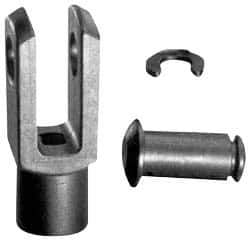 Igus - 1/4-28 Thread, 0.472" Yoke Width, Thermoplastic, Polymer Clevis Joint with Pin & Clip Yoke - 1/4" Hole Diam, 0.472" Hole Center to Neck, 0.472" Yoke Arm Height, 0.394" Neck Diam, 0.354" Neck Length, 1.205" OAL - Eagle Tool & Supply