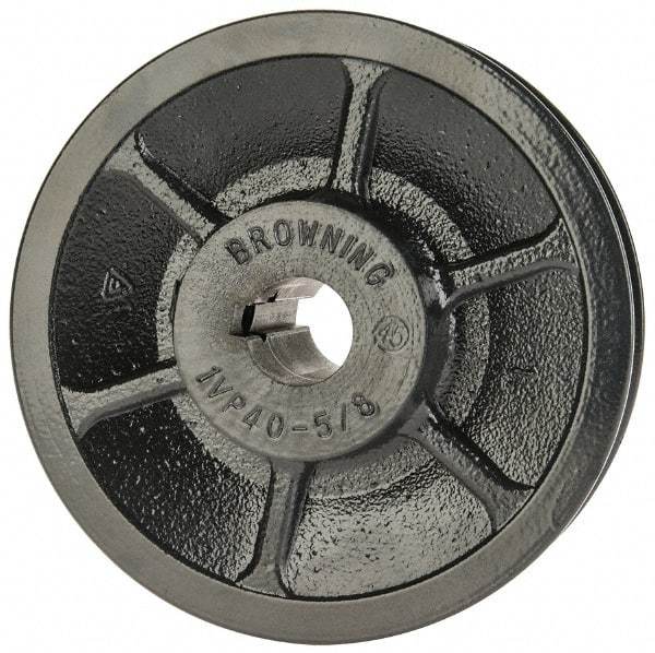 Browning - 5/8" Inside Diam x 3-3/4" Outside Diam, 1 Groove, Variable Pitched Sheave - Belt Sections 3L, 4L, A, 5L & B, 1-7/8" Sheave Thickness, 21/32 to 1-1/32" Face Width - Eagle Tool & Supply