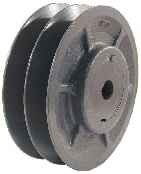 Browning - 1-1/8" Inside Diam x 3.95" Outside Diam, 2 Groove, Variable Pitched Sheave - Belt Sections 3L, 4L, A, 5L & B, 3" Sheave Thickness, 1-3/8 to 2" Face Width - Eagle Tool & Supply