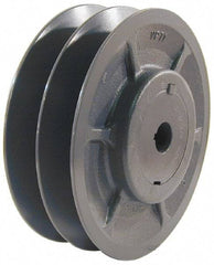 Browning - 1" Inside Diam x 5.35" Outside Diam, 2 Groove, Variable Pitched Sheave - Belt Sections 3L, 4L, A, 5L & B, 3" Sheave Thickness, 1-3/8 to 2" Face Width - Eagle Tool & Supply