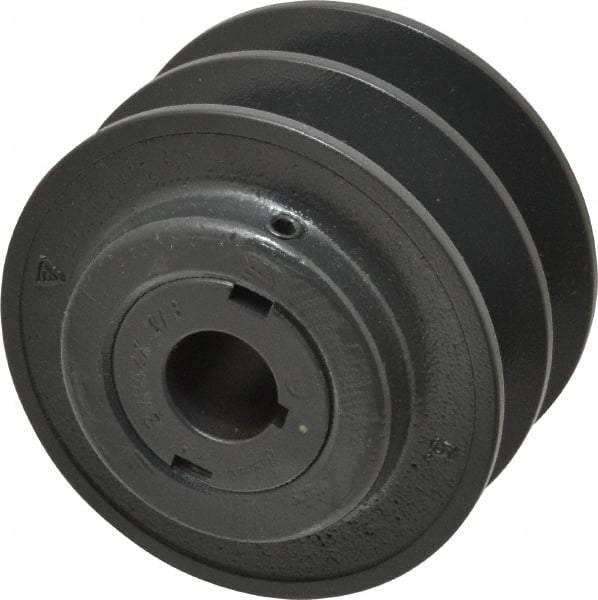 Browning - 7/8" Inside Diam x 3.95" Outside Diam, 2 Groove, Variable Pitched Sheave - Belt Sections 3L, 4L, A, 5L & B, 3" Sheave Thickness, 1-3/8 to 2" Face Width - Eagle Tool & Supply