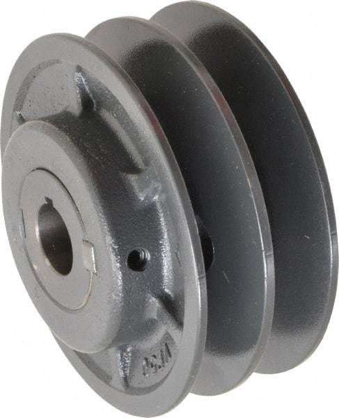 Browning - 7/8" Inside Diam x 4-3/4" Outside Diam, 2 Groove, Variable Pitched Sheave - Belt Sections 3L, 4L, A, 5L & B, 3" Sheave Thickness, 1-3/8 to 2" Face Width - Eagle Tool & Supply