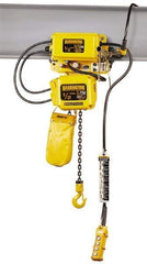 Harrington Hoist - 1/2 Ton Capacity, 15 FPM Lift Speed, Hoist with Motorized Trolley - 20' Max Lift, 15.4" Min Headroom, 1 Chain - Eagle Tool & Supply