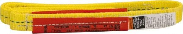 Lift-All - 3' Long x 1" Wide, 1,600 Lb Vertical Capacity, 1 Ply, Polyester Web Sling - 1,250 Lb Choker Capacity, Yellow - Eagle Tool & Supply