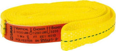 Lift-All - 8' Long x 1" Wide, 1,600 Lb Vertical Capacity, 1 Ply, Polyester Web Sling - 1,250 Lb Choker Capacity, Yellow - Eagle Tool & Supply