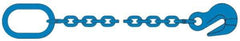 Pewag - 5' Long, 17,900 Lb Basket Capacity, 17,900 Lb Vertical Capacity, 1 Ply, Alloy Steel Web Sling - 17,900 Lb Choker Capacity, SOG Chain Sling, 1/2" Diam Chain, Blue, with Grab Hook & Master Link - Eagle Tool & Supply