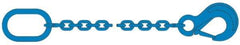 Pewag - 5' Long, 10,600 Lb Basket Capacity, 10,600 Lb Vertical Capacity, 1 Ply, Alloy Steel Web Sling - 10,600 Lb Choker Capacity, SOS Chain Sling, 3/8" Diam Chain, Blue, with Sling Hook & Master Link - Eagle Tool & Supply