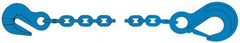 Pewag - 5' Long, 10,600 Lb Basket Capacity, 10,600 Lb Vertical Capacity, 1 Ply, Alloy Steel Web Sling - 10,600 Lb Choker Capacity, SSG Chain Sling, 3/8" Diam Chain, Blue, with Grab Hook & Sling Hook - Eagle Tool & Supply