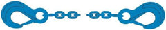 Pewag - 5' Long, 17,900 Lb Basket Capacity, 17,900 Lb Vertical Capacity, 1 Ply, Alloy Steel Web Sling - 17,900 Lb Choker Capacity, SSS Chain Sling, 1/2" Diam Chain, Blue, with Sling Hooks on Each End - Eagle Tool & Supply