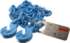 Pewag - 5' Long, 5,200 Lb Basket Capacity, 5,200 Lb Vertical Capacity, 1 Ply, Alloy Steel Web Sling - 4,500 Lb Choker Capacity, SGG Chain Sling, 9/32" Diam Chain, Blue, with 1 Grab Hook on Each End - Eagle Tool & Supply