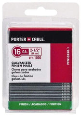 Porter-Cable - 16 Gauge 1-1/4" Long Finishing Nails for Power Nailers - Grade 2 Steel, Galvanized Finish, Straight Stick Collation, Chisel Point - Eagle Tool & Supply