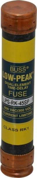 Cooper Bussmann - 300 VDC, 600 VAC, 45 Amp, Time Delay General Purpose Fuse - Fuse Holder Mount, 5-1/2" OAL, 100 at DC, 300 at AC (RMS) kA Rating, 1-1/16" Diam - Eagle Tool & Supply