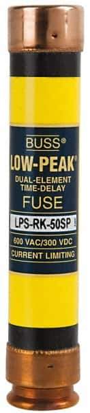 Cooper Bussmann - 300 VDC, 600 VAC, 50 Amp, Time Delay General Purpose Fuse - Fuse Holder Mount, 5-1/2" OAL, 100 at DC, 300 at AC (RMS) kA Rating, 1-1/16" Diam - Eagle Tool & Supply