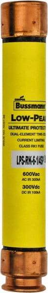 Cooper Bussmann - 300 VDC, 600 VAC, 6.25 Amp, Time Delay General Purpose Fuse - Fuse Holder Mount, 127mm OAL, 100 at DC, 300 at AC (RMS) kA Rating, 13/16" Diam - Eagle Tool & Supply