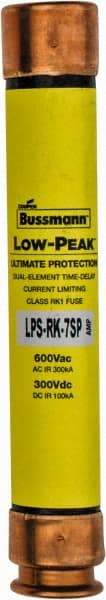 Cooper Bussmann - 300 VDC, 600 VAC, 7 Amp, Time Delay General Purpose Fuse - Fuse Holder Mount, 127mm OAL, 100 at DC, 300 at AC (RMS) kA Rating, 13/16" Diam - Eagle Tool & Supply