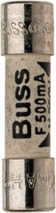 Cooper Bussmann - 250 VAC, 32 VDC, 0.5 Amp, Fast-Acting Miniature Ceramic Fuse - 20mm OAL, 5mm Diam - Eagle Tool & Supply