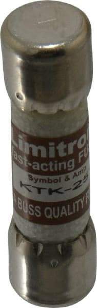 Cooper Bussmann - 600 VAC, 25 Amp, Fast-Acting General Purpose Fuse - Fuse Holder Mount, 1-1/2" OAL, 100 at AC kA Rating, 13/32" Diam - Eagle Tool & Supply