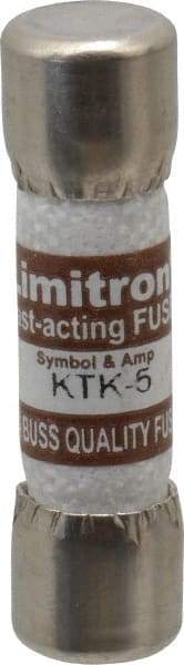 Cooper Bussmann - 600 VAC, 5 Amp, Fast-Acting General Purpose Fuse - Fuse Holder Mount, 1-1/2" OAL, 100 at AC kA Rating, 13/32" Diam - Eagle Tool & Supply