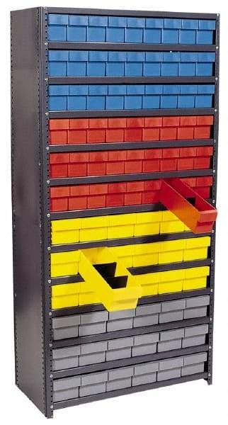 Quantum Storage - 108 Bin Closed Shelving System - 36 Inch Overall Width x 18 Inch Overall Depth x 75 Inch Overall Height, Blue High Impact Polystyrene Bins - Eagle Tool & Supply