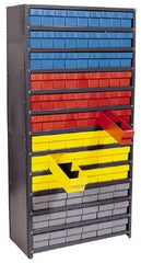 Quantum Storage - 108 Bin Closed Shelving System - 36 Inch Overall Width x 12 Inch Overall Depth x 75 Inch Overall Height, Blue High Impact Polystyrene Bins - Eagle Tool & Supply