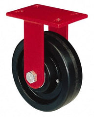 Hamilton - 4" Diam x 2" Wide x 5-5/8" OAH Top Plate Mount Rigid Caster - Phenolic, 800 Lb Capacity, Roller Bearing, 4-1/2 x 6-1/2" Plate - Eagle Tool & Supply