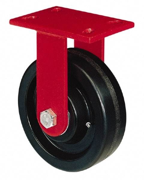 Hamilton - 6" Diam x 2" Wide x 7-3/4" OAH Top Plate Mount Rigid Caster - Forged Steel, 2,000 Lb Capacity, Roller Bearing, 4-1/2 x 6-1/2" Plate - Eagle Tool & Supply