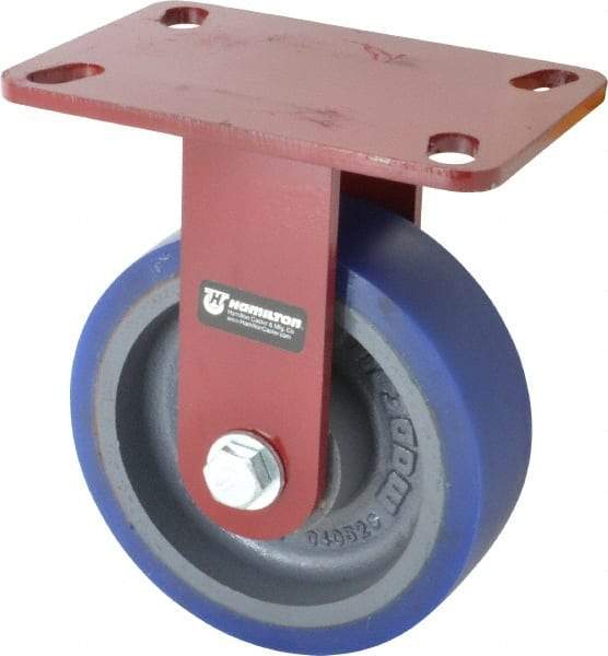 Hamilton - 6" Diam x 2" Wide x 7-3/4" OAH Top Plate Mount Rigid Caster - Polyurethane, 960 Lb Capacity, Precision Sealed Bearing, 4-1/2 x 6-1/2" Plate - Eagle Tool & Supply