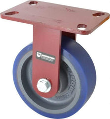 Hamilton - 6" Diam x 2" Wide x 7-3/4" OAH Top Plate Mount Rigid Caster - Polyurethane, 960 Lb Capacity, Precision Sealed Bearing, 4-1/2 x 6-1/2" Plate - Eagle Tool & Supply