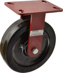 Hamilton - 8" Diam x 2" Wide x 9-3/4" OAH Top Plate Mount Rigid Caster - Phenolic, 1,400 Lb Capacity, Roller Bearing, 4-1/2 x 6-1/2" Plate - Eagle Tool & Supply