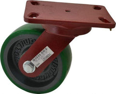 Hamilton - 6" Diam x 2" Wide x 7-3/4" OAH Top Plate Mount Swivel Caster - Polyurethane, 1,200 Lb Capacity, Precision Sealed Bearing, 4-1/2 x 6-1/2" Plate - Eagle Tool & Supply