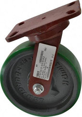 Hamilton - 8" Diam x 2" Wide x 9-3/4" OAH Top Plate Mount Swivel Caster - Polyurethane, 1,500 Lb Capacity, Precision Sealed Bearing, 4-1/2 x 6-1/2" Plate - Eagle Tool & Supply
