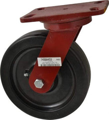 Hamilton - 8" Diam x 2" Wide x 9-3/4" OAH Top Plate Mount Swivel Caster - Phenolic, 1,400 Lb Capacity, Roller Bearing, 4-1/2 x 6-1/2" Plate - Eagle Tool & Supply