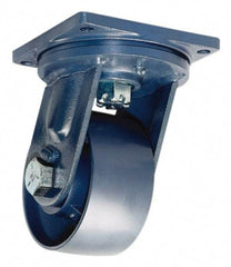 Hamilton - 10" Diam x 4" Wide x 13" OAH Top Plate Mount Swivel Caster with Brake - Forged Steel, 18,000 Lb Capacity, Tapered Bearing, 8-1/2 x 8-1/2" Plate - Eagle Tool & Supply