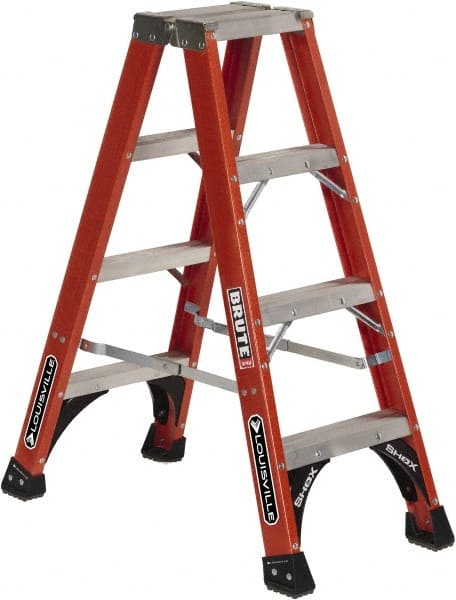 Louisville - 15 Steps, 16' High, Type IAA Rating, Fiberglass Step Ladder - Eagle Tool & Supply