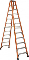 Louisville - 11 Steps, 12' High, Type IAA Rating, Fiberglass Step Ladder - Eagle Tool & Supply