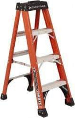 Louisville - 4 Steps, 4' High, Type IAA Rating, Fiberglass Step Ladder - 375 Lb Capacity, 18-7/8" Base Width - Eagle Tool & Supply