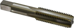 Kennametal - 3/4-10 UNC 2B/3B 4 Flute Bright Finish High Speed Steel Straight Flute Standard Hand Tap - Bottoming, Right Hand Thread, 4-1/4" OAL, 2" Thread Length, H5 Limit, Oversize - Eagle Tool & Supply