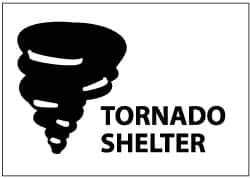 NMC - "Tornado Shelter", 10" Long x 14" Wide, Aluminum Safety Sign - Rectangle, 0.04" Thick, Use for Accident Prevention - Eagle Tool & Supply