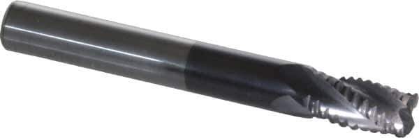ProMax - 5/16" Diam, Coarse Pitch, 1/2" LOC, 4 Flute Solid Carbide 0.04-0.05" Corner Radius Roughing End Mill - AlTiN Finish, 2-1/2" OAL, 5/16" Shank Diam, Single End, Centercutting, 30° Helix - Eagle Tool & Supply