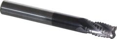 ProMax - 5/16" Diam, Coarse Pitch, 1/2" LOC, 4 Flute Solid Carbide 0.04-0.05" Corner Radius Roughing End Mill - AlTiN Finish, 2-1/2" OAL, 5/16" Shank Diam, Single End, Centercutting, 30° Helix - Eagle Tool & Supply